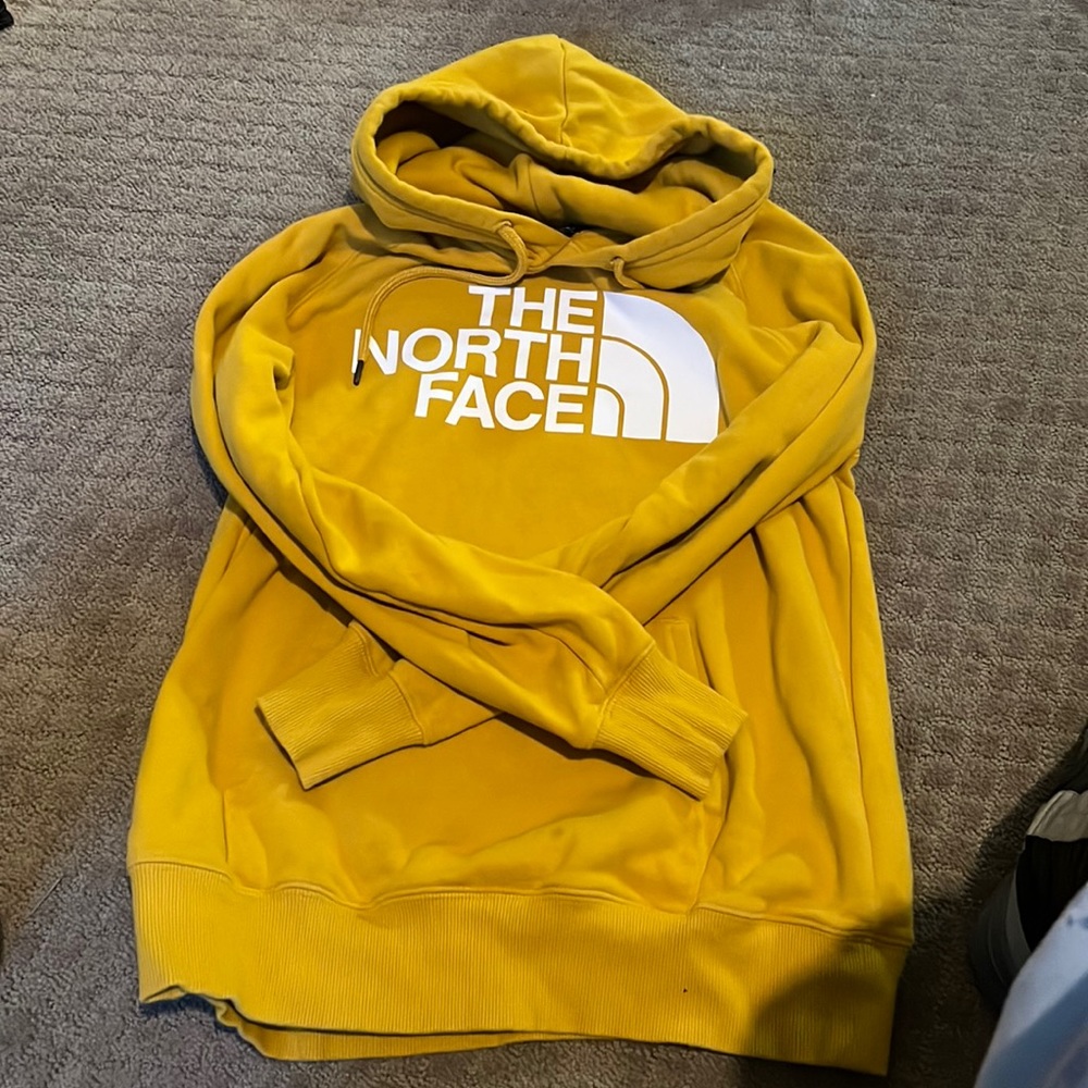 North Face hooded sweatshirt color: mustard yellow